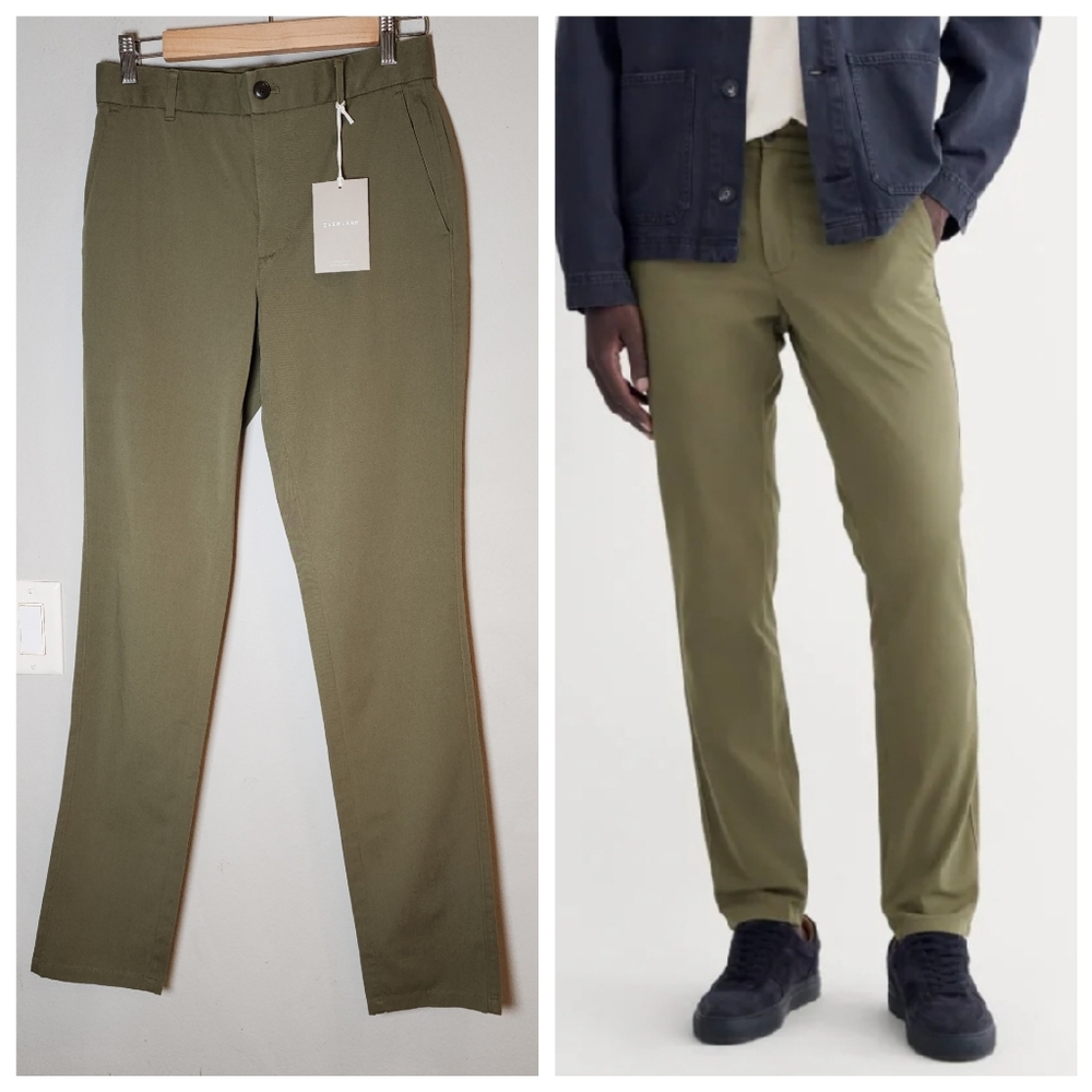 NWT 30×34 Everlane Performance Chinos Uniform Olive Green Men's Size 30 Slim